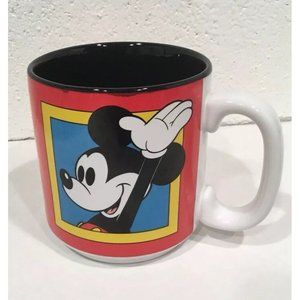 Disney Mickey Mouse Mug 3 Faces Poses Red Black Yellow Blue Primary Colors
